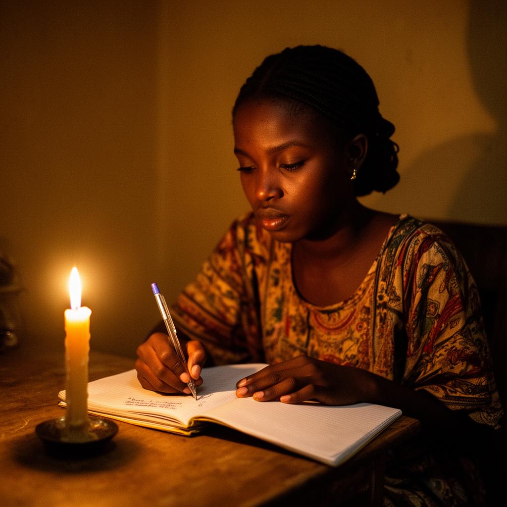 Writing by candlelight when the power was cut